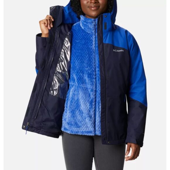 Columbia Womens Blue Bugaboo™ II Fleece Interchange Colorblock Gorpcore Jacket M - Picture 1 of 16